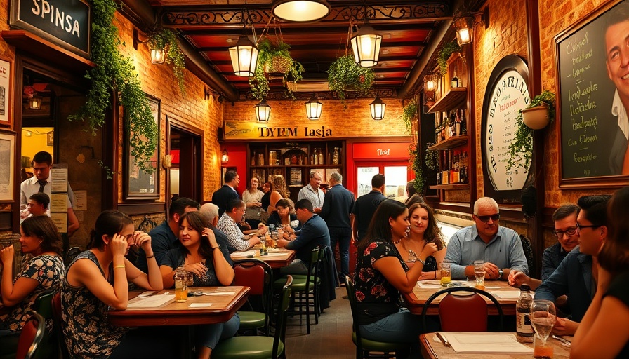 Spanish dining tradition outside a tapas bar with patrons