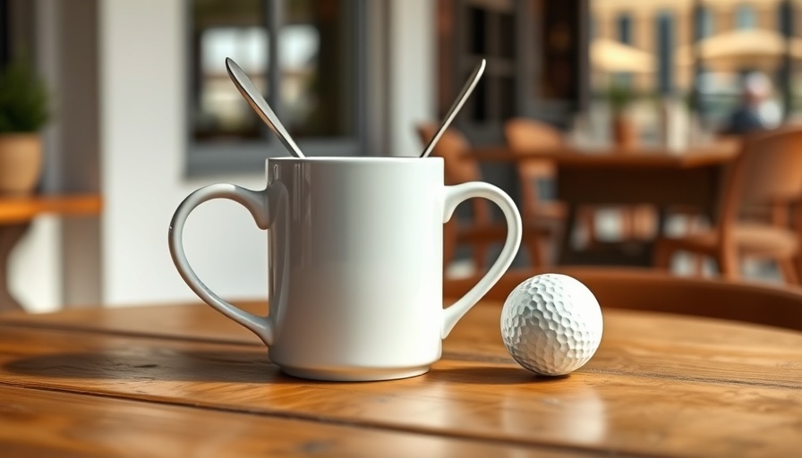 Weird coffee mugs for unique experience: minimalist mug with golf ball.