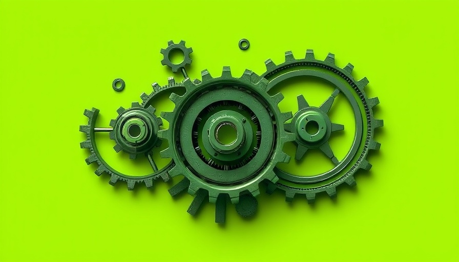 Interlocking gears with abstract design, futuristic style.