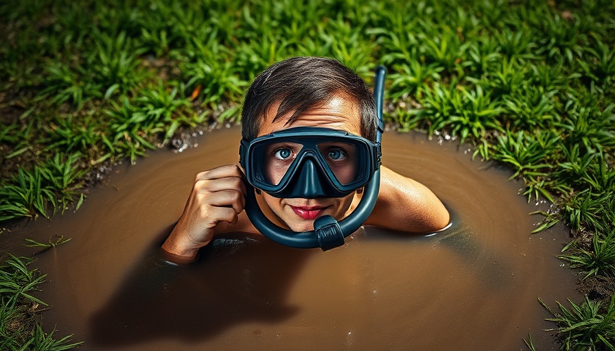 Person with snorkel stuck in mud humorously illustrating 'Rescue a Failing Strategy'.