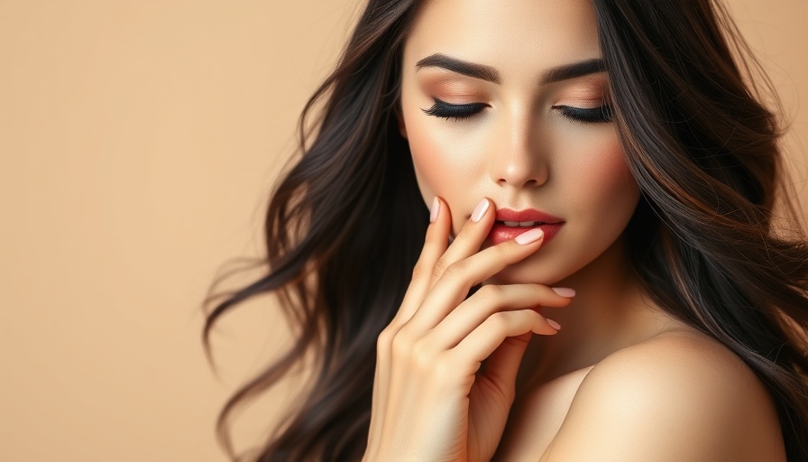 Elegant woman in beige setting, expressing creativity for lash business ideas.