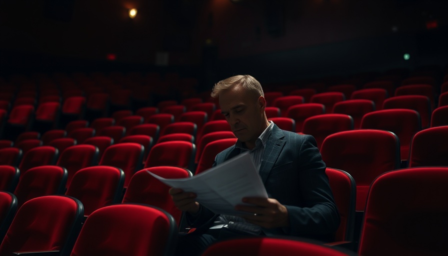 Thoughtful man in empty theater, reflecting on how to lead an all-hands.