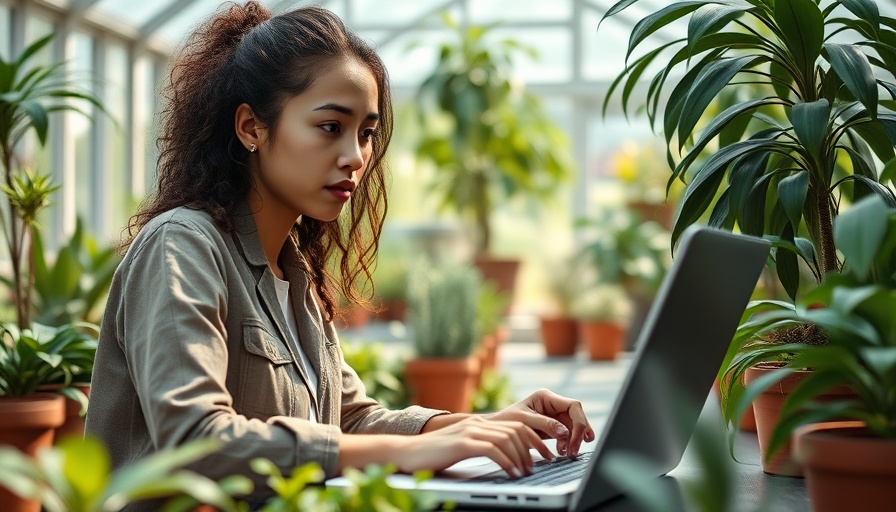 Young woman working in a greenhouse for successful small business website.