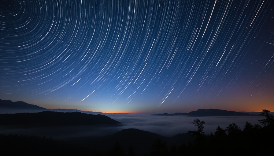 Star trails over a foggy mountain valley, best stargazing sites in North America.