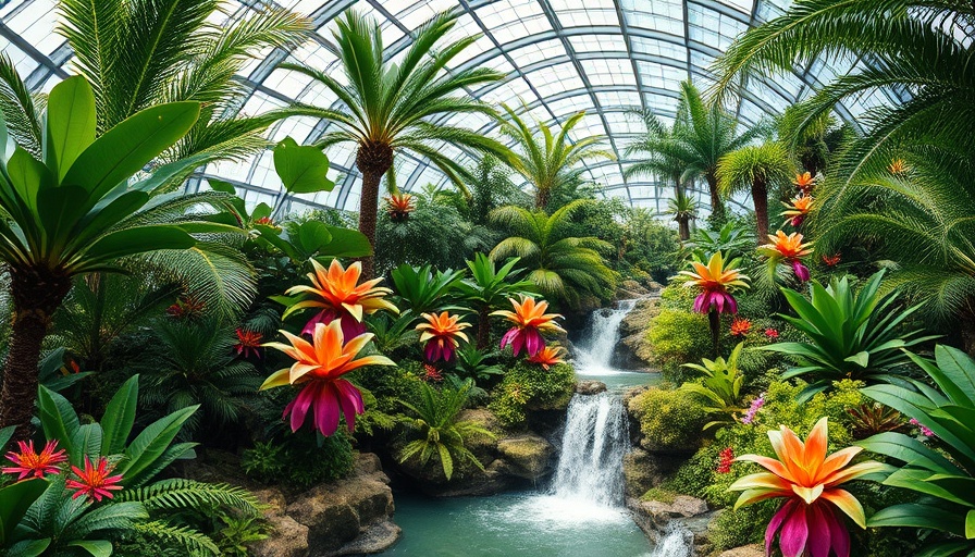 Lush indoor garden under glass dome in Penang.