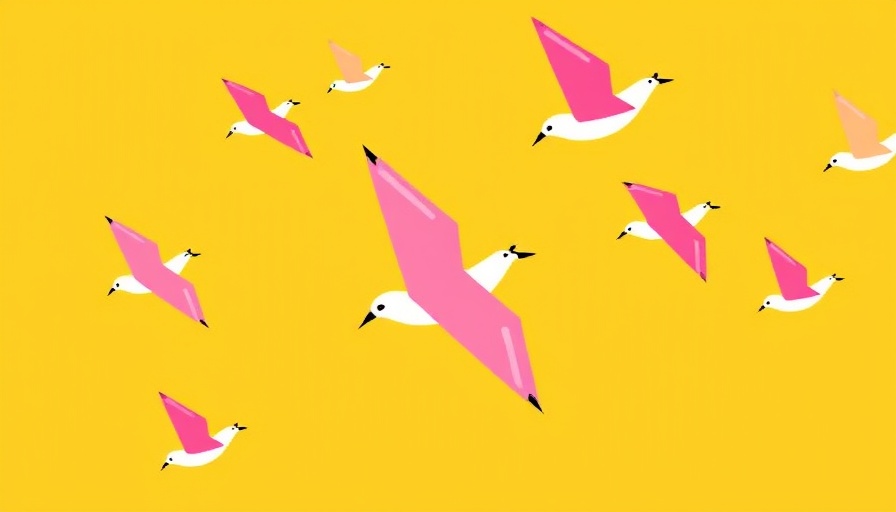 Abstract birds in flight on yellow background, representing leadership styles for women entrepreneurs.