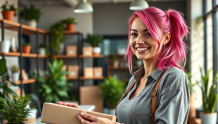 Woman working with packages in a modern office, showcasing the best free Shopify apps for small businesses.