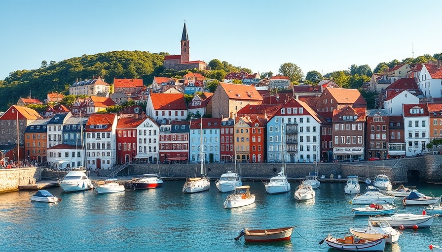 Charming Biarritz harbor with colorful buildings, travel inspiration.