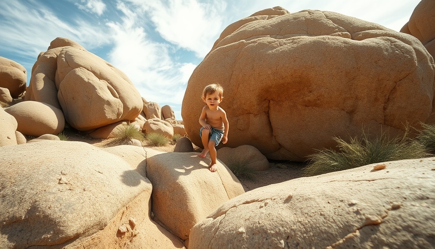 Children exploring boulders; family-friendly things to do in Joshua Tree.