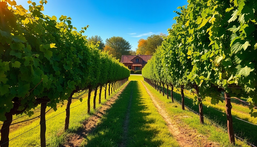 Picturesque vineyard landscape in England with lush greenery.