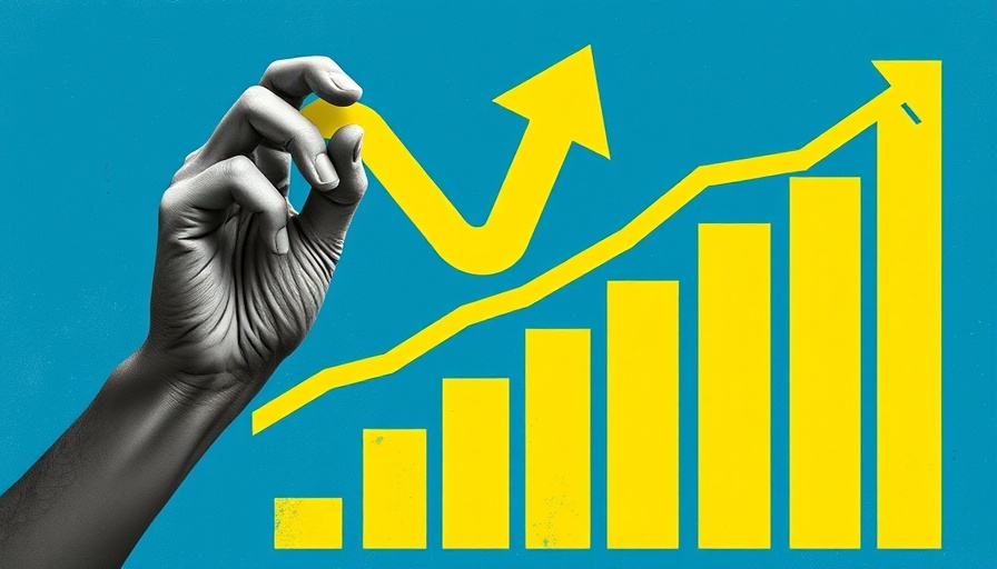 Creative growth chart with hands lifting arrow, symbolizing AI in sales and marketing.