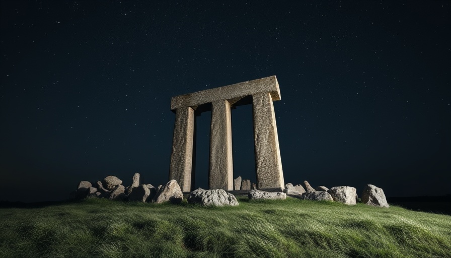 Ancient stone monument under starry sky: spiritual tourism