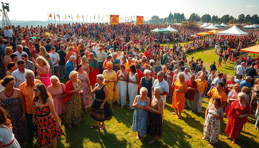 Traditional summer festival with lively crowd outdoors.