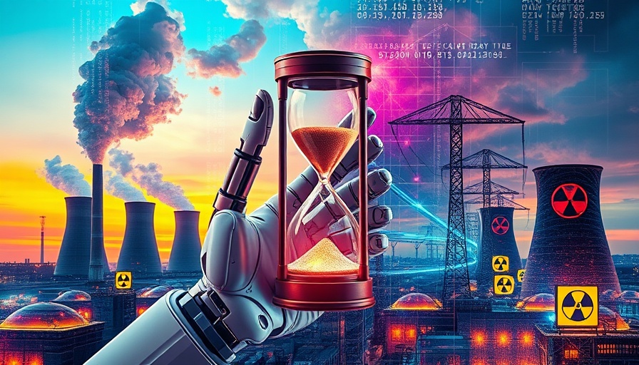 Futuristic collage with industrial and digital elements.