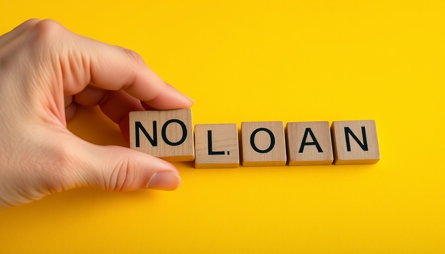 Wooden blocks spelling 'LOAN' on yellow background.