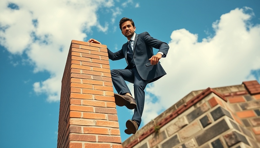 Business person climbing wall representing women in business overcoming barriers.
