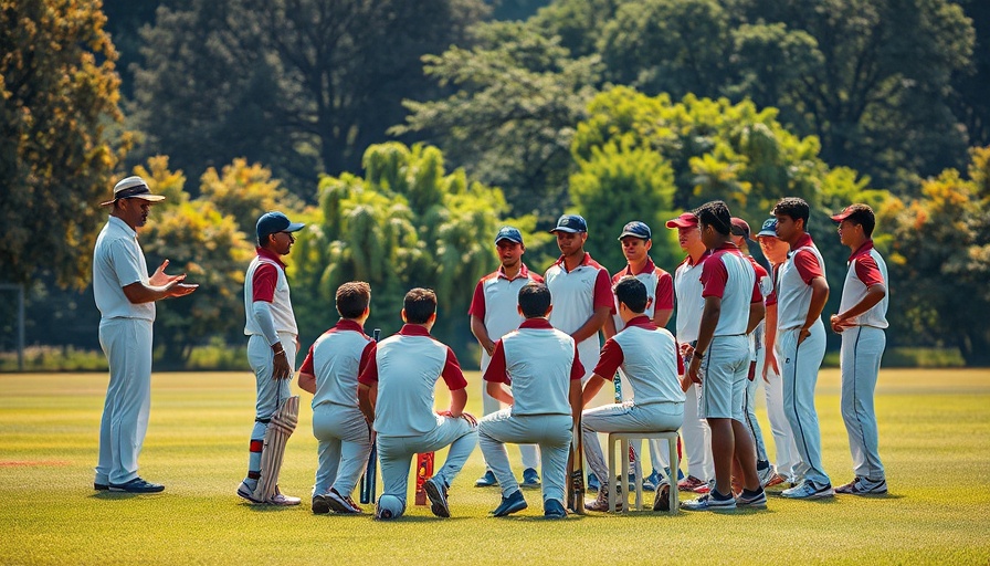 Inheriting a cricket team: Coach leading a discussion.