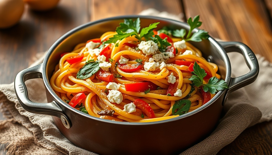 One-pot summer vegetable pasta with fresh greens and cheese.