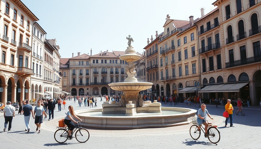 Historic Italian square bustling with people and a notable fountain.