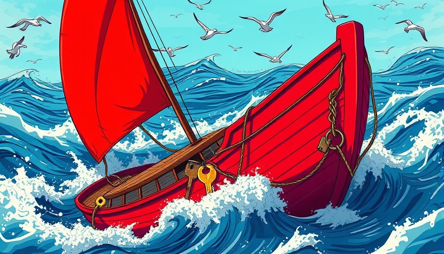 Colorful illustration of boat with keys symbolizing cybersecurity