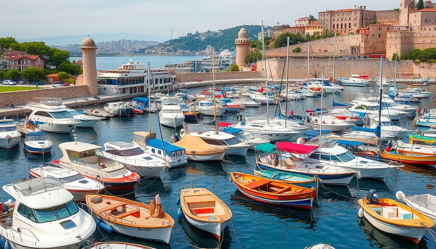 Cultural destinations in Antalya with marina and historic buildings.