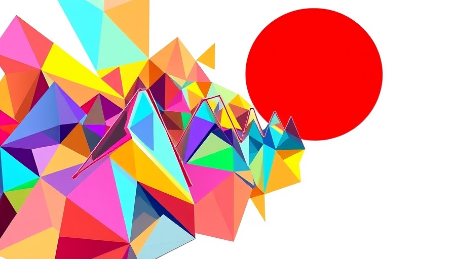 Abstract visualization with geometric shapes and graph.