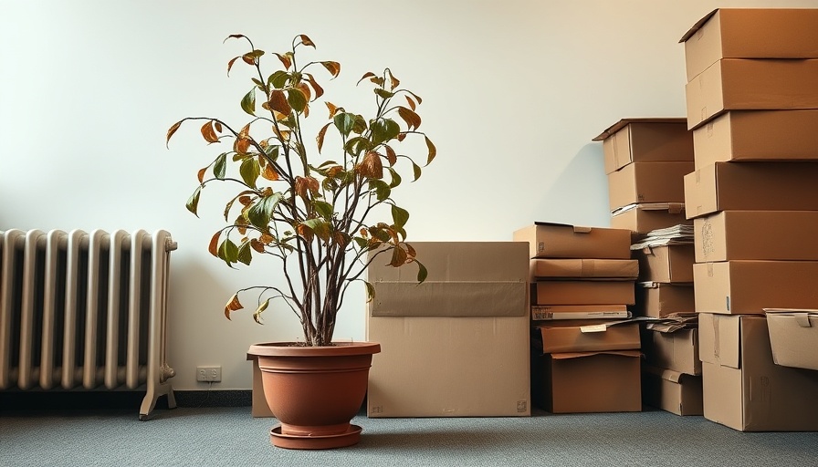 Sparse office with dry plant symbolizing hybrid work challenges.