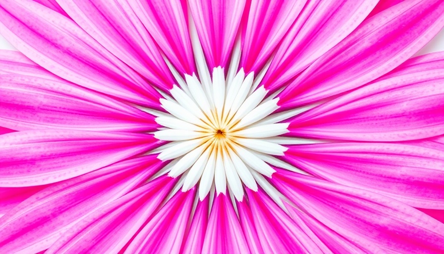 Vibrant pink flower petals radiating on a white background.