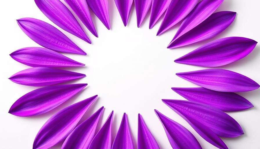 Vibrant purple flower petals radiate on light background.