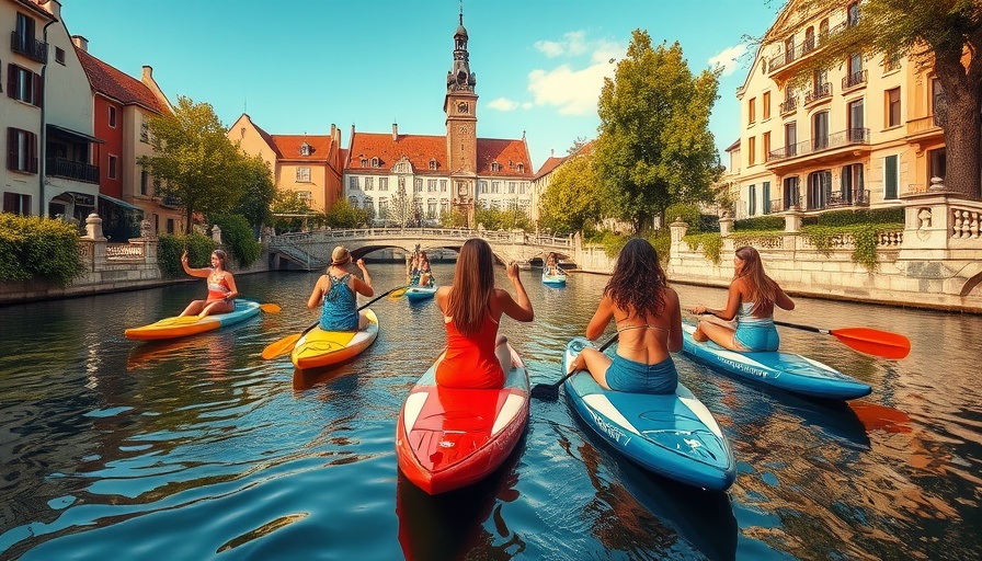 Urban adventures in European cities: paddleboarding on a scenic canal.