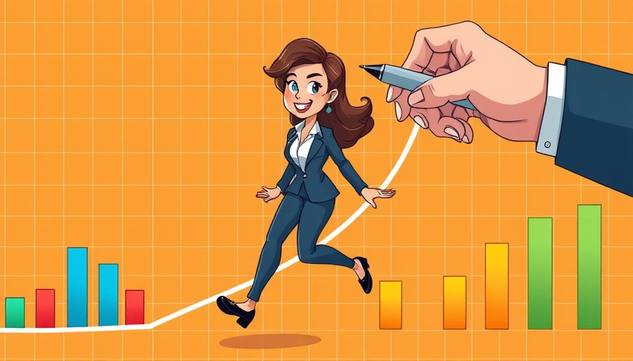 Businesswoman overcoming growth challenges, a creative illustration.