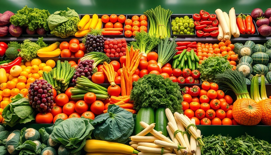 Colorful supermarket vegetables display highlighting omnichannel retail challenges.
