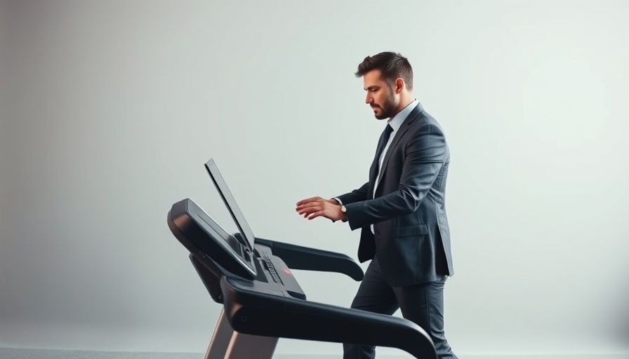 Why Teams Overwork concept with businessman multitasking on treadmill.
