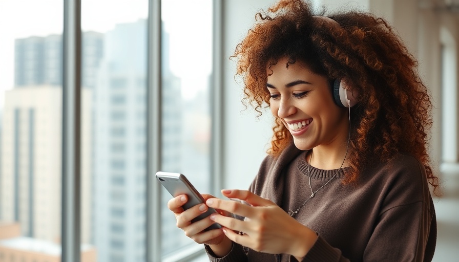 Young woman enjoying music on smartphone with headphones, illustrating how music can boost your focus.