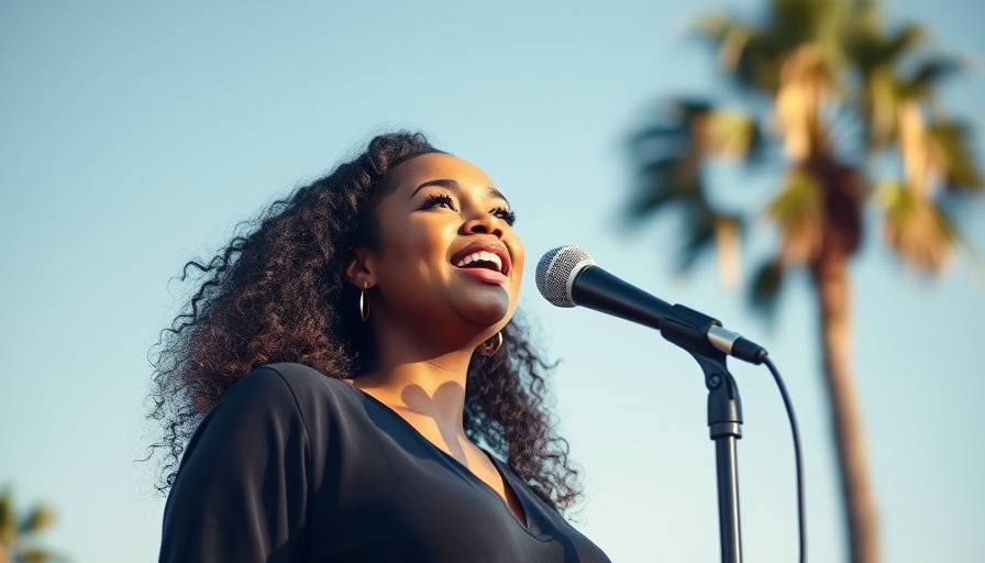 Woman singing outside, expressing faith and hope amidst job loss.