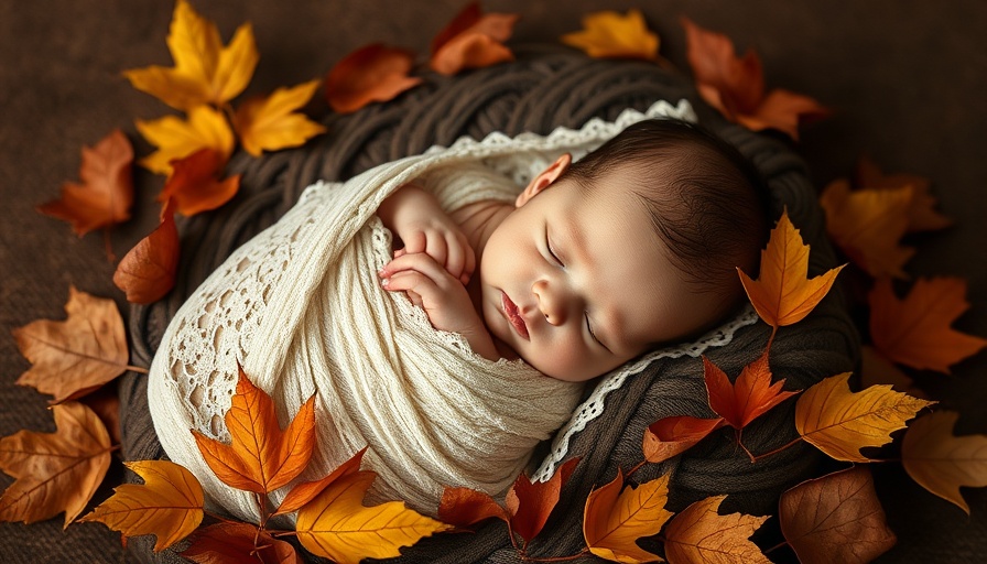 Sleeping newborn baby surrounded by leaves symbolizing serenity in Surah Ar Rehman recitation.