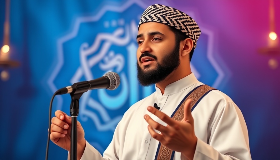 Imam Mahdi in Islam presentation by speaker with colorful background.