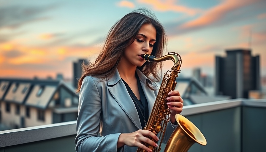 Relaxing Jazz and Afrobeat Fusion on a rooftop with city view.