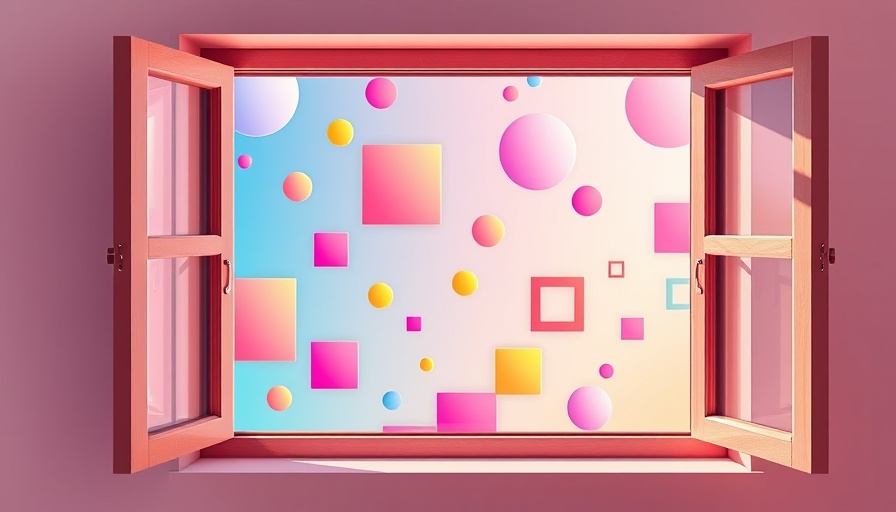 Abstract window with geometric shapes and pastel colors, women in business.