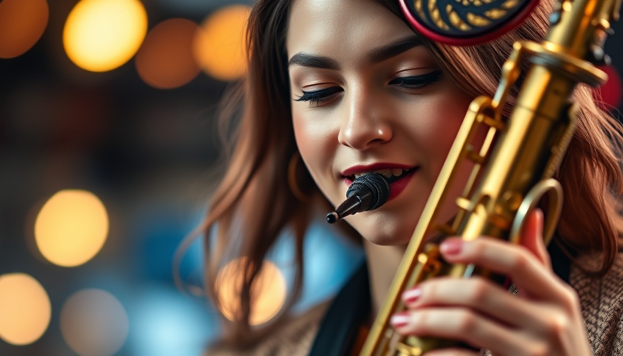 Close-up of a young woman playing saxophone, Amapiano Jazz and Neo Soul vibes.