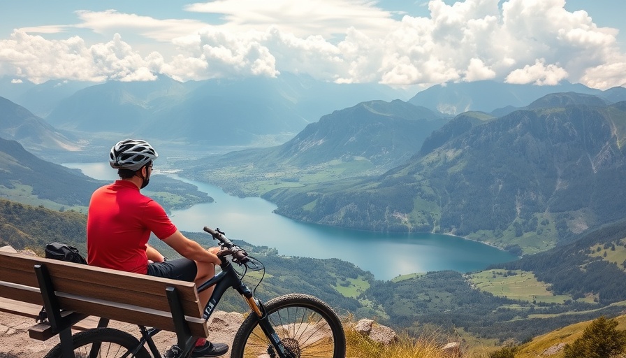 Adventure guides in Silvaplana: Cyclist views scenic mountain and lake.