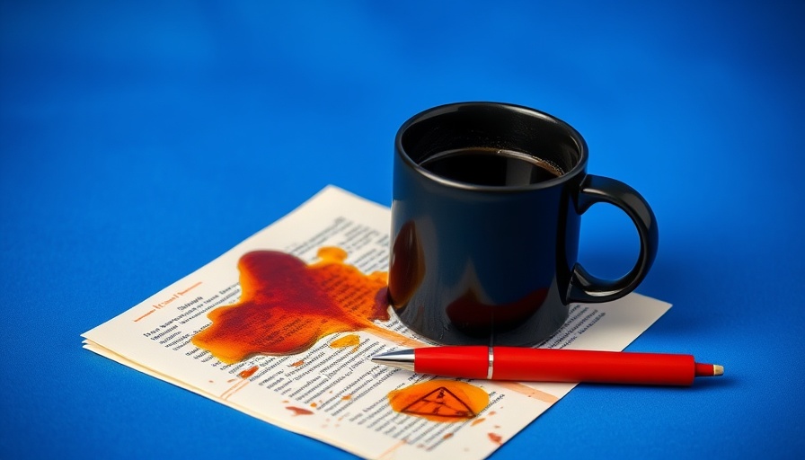 Coffee spill on notes symbolizing losing your boss's trust.