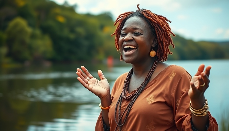 African women of faith expressing devotion by a lake.