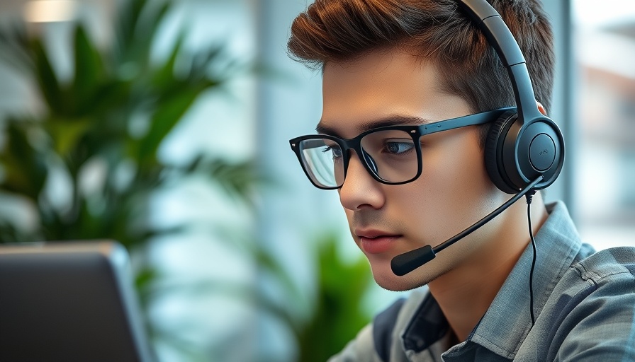 Man with headset working attentively, ideal for hiring a virtual assistant.
