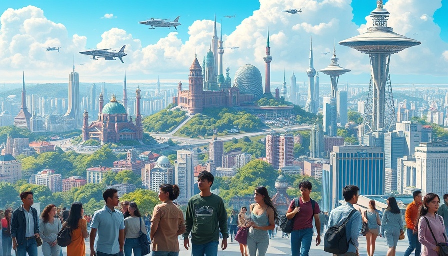 Futuristic city illustrating life after capitalism.