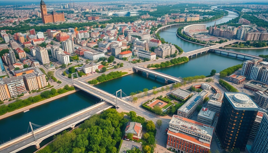 Detailed aerial view of a cityscape showcasing digital twins in real estate.