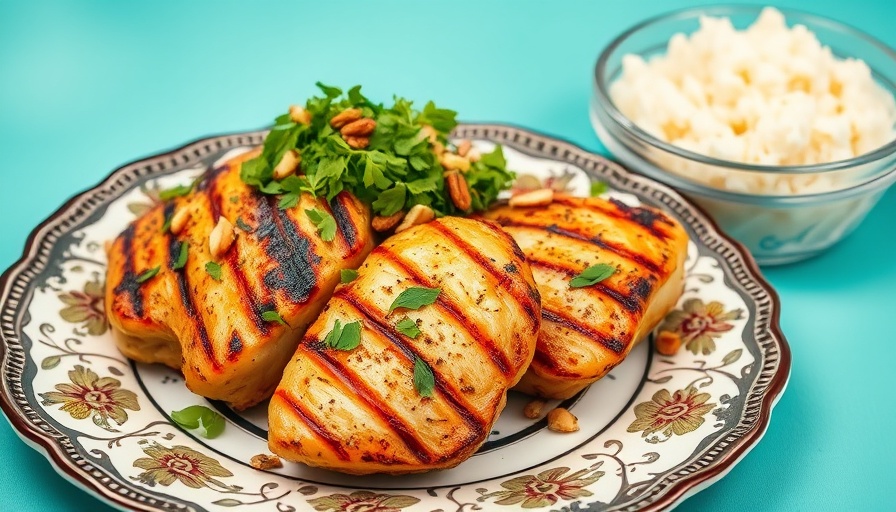 Global recipes: Grilled chicken with herbs and rice.