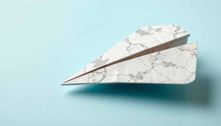 Stone paper airplane symbolizing challenges in leadership communication.
