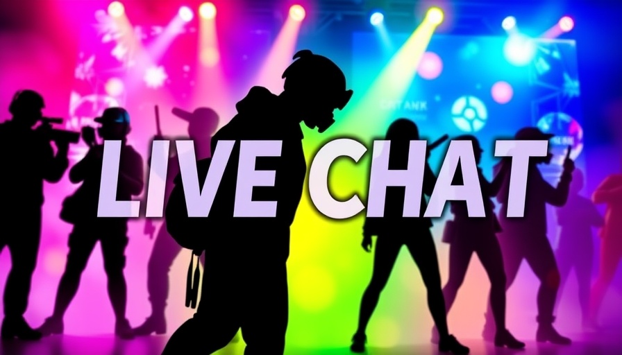 Dynamic advertisement for a live chat event with silhouetted characters.