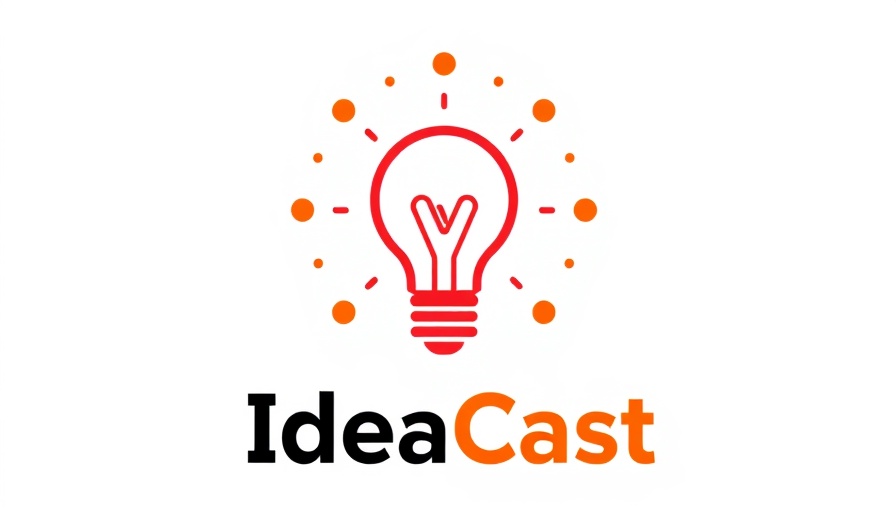 Minimalist IdeaCast logo with lightbulb and orange dots, HBR badge.